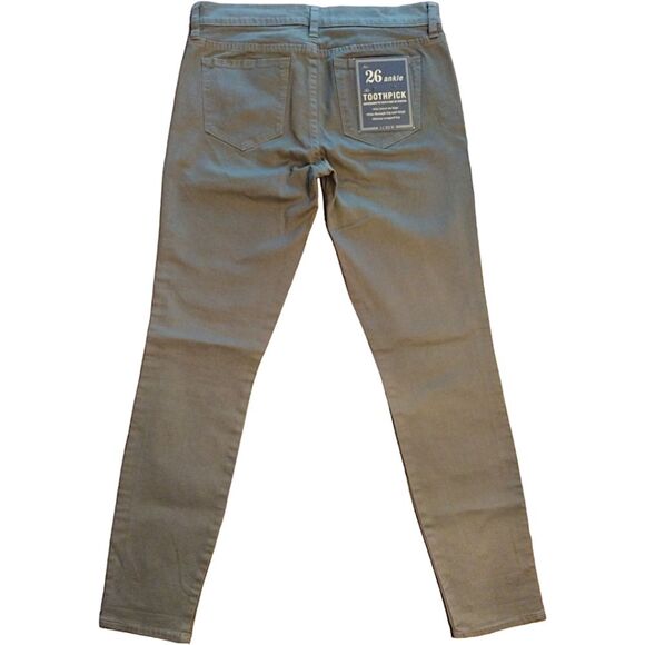 NWT J. Crew Toothpick Ankle Cropped Green Jeans with Red‎/White Trim, Size 26 - Picture 4 of 8